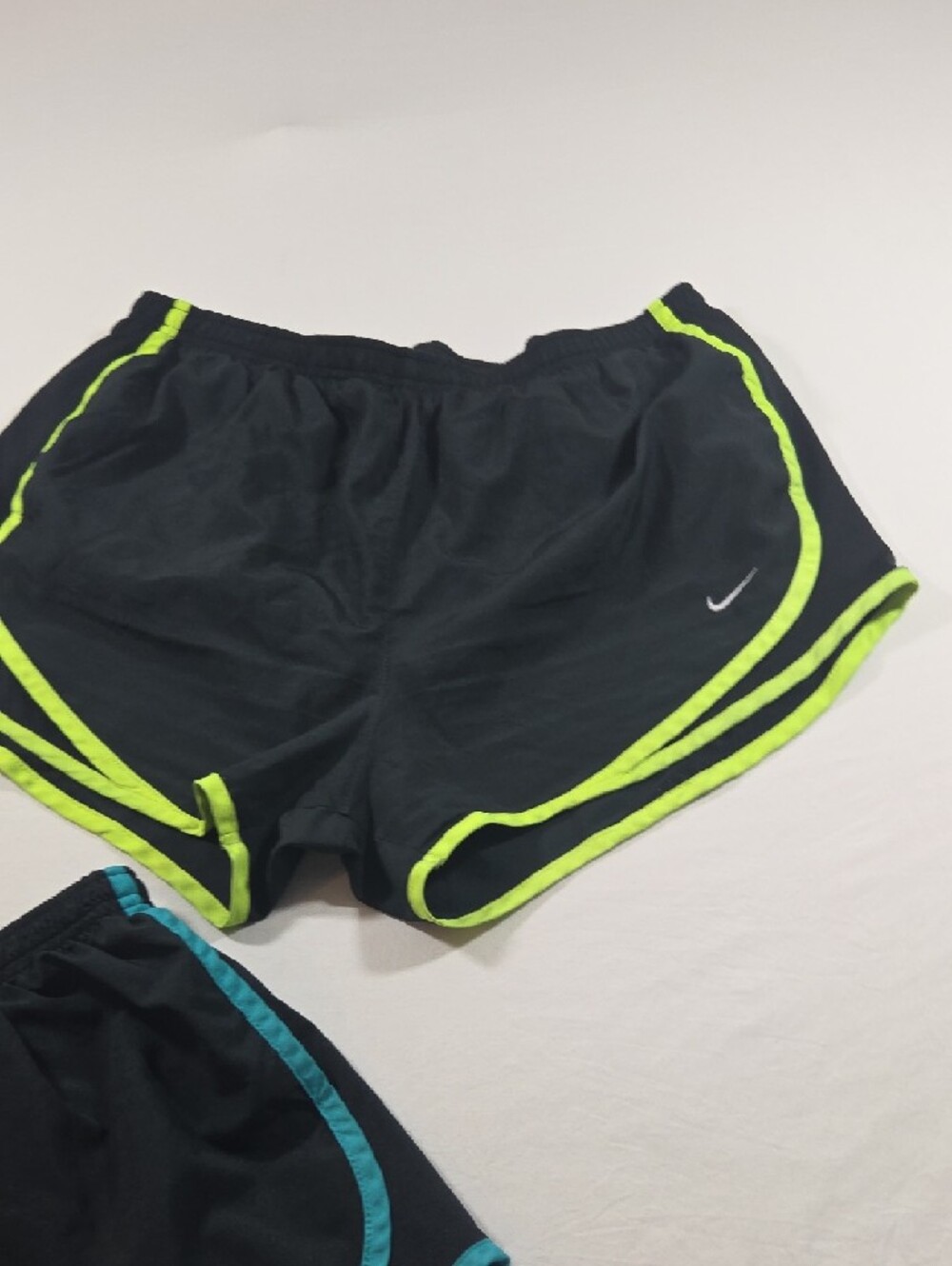 Bundle Nike Women's Black Athletic Shorts with Teal and Neon Yellow Trim - Picture 5 of 8